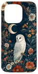 iPhone 15 Pro White Owl Moon Flowers Cottagecore Case