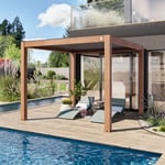 PRIMEYARD 3x3m Pergola imitation bois, lames gris-perle orientables - (400115)