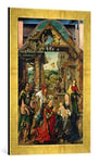 Kunst für Alle 'Image encadrée de Joos Van Cleve La (Petite) Adoration des Rois, Art Impression dans Le Cadre de Haute qualité Photos Fait Main, 40 x 60 cm, Doré Raya