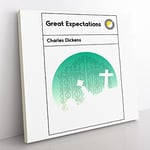 Book Cover Great Expectations Charles Dickens Modern Canvas Wall Art Print Ready to Hang, Framed Picture for Living Room Bedroom Home Office Décor, 35x35 cm (14x14 Inch)