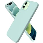 ORNARTO Coque pour iPhone 12 Case 6,1" et iPhone 12 Pro Case,Fine en Caoutchouc Liquid Silicone Cover Protection Bumper Anti-Choc Housse Étui 6,1 Pouces Vert Menthe