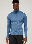 adidas Terrex Men's Mountain Half Zip Long Sleeve Top - Grey, Blue, Size S, Men