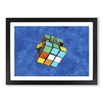 Big Box Art The Rubik Cube Painting Framed Wall Art Picture Print Ready to Hang, Black A2 (62 x 45 cm)