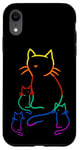 Coque pour iPhone XR Chaton arc-en-ciel famille chat enfant bébé