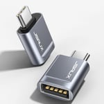 Adaptateur USB C vers USB (Lot de 2), Type C vers USB 3.0 mâle vers Femelle, Compatible avec MacBook Pro/Air, iMac 2021, Samsung Galaxy S23 S21 S10 et d'autres appareils de Type C-Gris