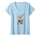 Womens Japanese Ramen Bowl with Chopsticks, For Real Noodle Lovers V-Neck T-Shirt