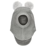 HUTTEliHUT balaclava wool alpaca pompoms – medium grey melange - 12-24m