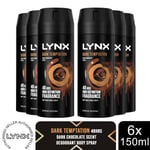 Lynx Body Spray Dark Temptation 48-H High Definition Fragrance Deo, 6x150ml