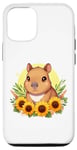 Coque pour iPhone 13 Pro tournesols capybara animal en peluche capybara mignon enfants filles