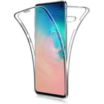 För Samsung Galaxy S10 6,1" SM-G973F: Silikon bakstycke 360° helt fram- och bakskydd - TRANSPARENT TRANSPARENT