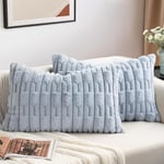 ZWJD Lot de 2 Housse Coussin Gris 40x60 Fausse Fourrure Coussin Canape Douce Moelleuse Housse de Coussin Moderne Décoration pour Salon,Canapé,Chambre à Coucher, Décoration de Voiture