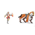 Papo-Lot de 2 Figurines - Collection Médieval - Fantastique - Chevalier au Tournoi + Cheval de Tournoi