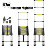 Échelle télescopique 4,7m en aluminium avec rallonge télescopique multifonction, charge 150 kg