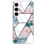 Coque Galaxy S23 marbre blanc fleur transparente