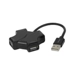 Deltaco USB-A-hub, 4x USB-A, 480 Mbps, svart