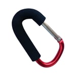 Buggy Clip Single  Red On Silver Shopping Bag Hook For Pram Carabiner Style Clip