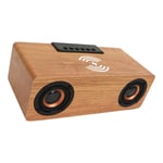 Wooden Speaker Alarm Clock With FM Radio Wireless Phone Charger TDM