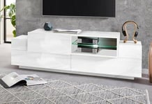 Dmora - TV stand Pablo, Low sideboard for living room with 2 doors, TV stand base, 100% Made in Italy, cm 160x45h51, Glossy and matt white