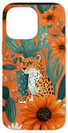 Coque pour iPhone 14 Pro Max Orange Abstrait Géométrique Western Boho Léopard Tournesols