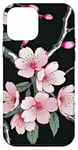 Coque pour iPhone 12 mini Fleur de cerisier rose et noir