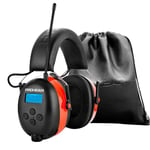 PROHEAR 033A Casque Anti Bruit Radio, DAB+/FM Radio et Bluetooth sans fil, Protection Auditive Electronique Rechargeable, SNR 31dB/NRR 25dB, Pdéal Pour Chantier, Atelier, Jardin et Tonte, Orange