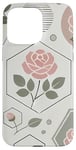 Coque pour iPhone 15 Pro Max Motif floral rose, formes géométriques minimalistes