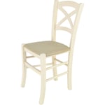 T M C S - Tommychairs - Chaise cross pour cuisine, bar et salle à manger, robuste structure en bois de hêtre peindré en couleur aniline blanche et