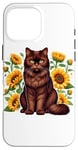 iPhone 16 Pro Max Sunflowers York Chocolate Cat Case