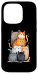 Coque pour iPhone 14 Pro Tour de chat mignonne à empiler pour un amoureux des chats