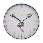 Country Life Bees Round Wall Clock Analogue Quartz AA Battery Watercolour Design