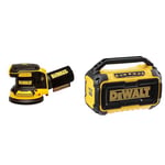 DEWALT DCW210N-XJ Cordless Sander 18V XR Brushless 125mm Bare Unit & DCR011 Bluetooth® Speaker 10.8-54V Li-ion Bare Unit