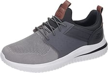 Skechers Homme Delson 3.0 Cicada Basket, Maille tricotée Grise et Noire synthétique, 40 EU