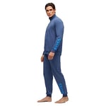 BOSS Mens Long Set 1 Stretch-cotton loungewear set with contrast logos Blue