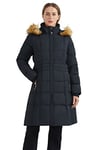 Orolay Femme Manteau Puffer Veste D'hiver avec Bordure en Fausse Fourrure de Capot Le noir XXL