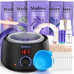 Madors Waxing Kit for Women Heating Ring Wax Warmer Wax Kit for Hair Removal Intelligent Temperature Control Wax Machine with Hard Wax Beads Target for Full Body at Home (Purple)