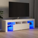 The Living Store - Meuble tv avec lumières led Blanc brillant 140x36,5x40 cm Blanc