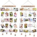 Cadre Photo Mural Pêle Mêle Photos avec Porte Photos Pinces, Décoration Maison et Cadeau Mariage Anniversaire (lot de 2, avec auto