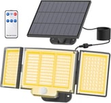 Lampes Solaires D'extérieur Avec Détecteur De Mouvement, 348 Led, Avec Détecteur De Mouvement, 3 Modes/Ip67, Angle D'éclairage De 270°, Lumière Chaude, Lampe D'extérieur Pour Terrasse/Garage