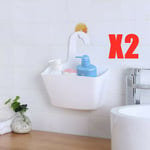 2x Plastic Hanging Bath Shower Caddy / Tidy Basket /w Hook Bathroom Storage Rack