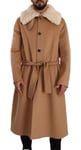 Dolce & Gabbana Mens Cashmere Shearling Overcoat Jacket - Beige - Size IT 48 (Men's)