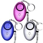 Alarme personnelle, lot de 3 alarmes de sécurité porte-clés avec lampe de poche LED, mini 140DB d'autodéfense, alarmes de sécurité pour les femmes,