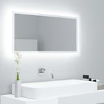 Miroir à LED Style baroque - Miroir lumineux de salle de bain Blanc brillant 90x8,5x37 cm Aggloméré BV683872 - BonneVie