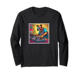 Dog Music DJ Turntables Mixing Vinyl Record Party Graphic Long Sleeve T-Shirt