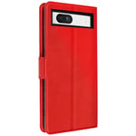 Case for Google Pixel 7a, Card Holder, Dual Tab Video Support, Red