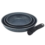 Russell Hobbs Nightfall Stone Frying Pan Set – Smart Clip Non-Stick Pans, 20cm, 24cm, 28cm, Stay Cool Detachable Handle, Oven to Hob to Table Cooking, Space Saving Stackable Cookware, RH03293EU7