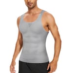 SLIMBELLE Maillot de corps classique pour homme - Body Shaper - Sans coutures - Tricoté - Respirant - Débardeur pour homme, gris, XL