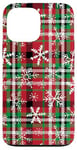 iPhone 13 Pro Max Red Green Christmas Buffalo Tartan Plaid Snowflakes holidays Case