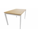 Bureau individuel réglable en hauteur profondeur 80 cm Producteo Blanc CONNECT : bureau P80/obturateur prépercé/réglable 80x80/cpl chêne clair/cpi blanc