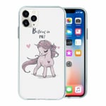 For Apple Iphone 11 Pro Silicone Case Unicorns Heart Purple - S1975