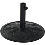 Outsunny - Pied de parasol rond base de lestage ø 48 x 34H cm ciment hdpe motif fleurs de lys poids net 13 Kg noir